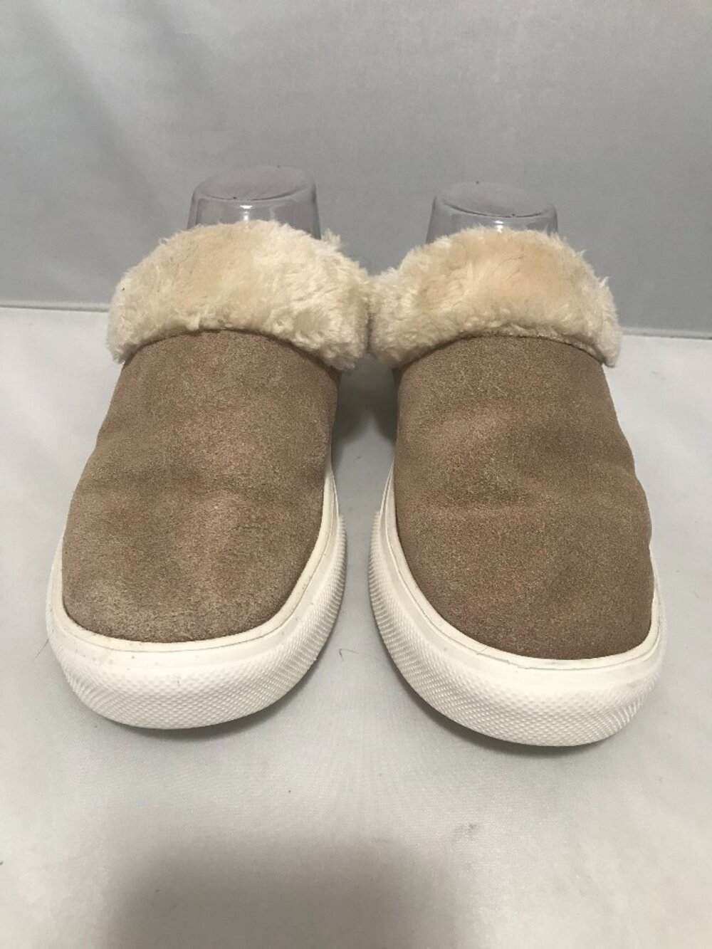 Minnetonka Tan Suede Sherpa Lined Clog Slipper Size 9 40461 Windy